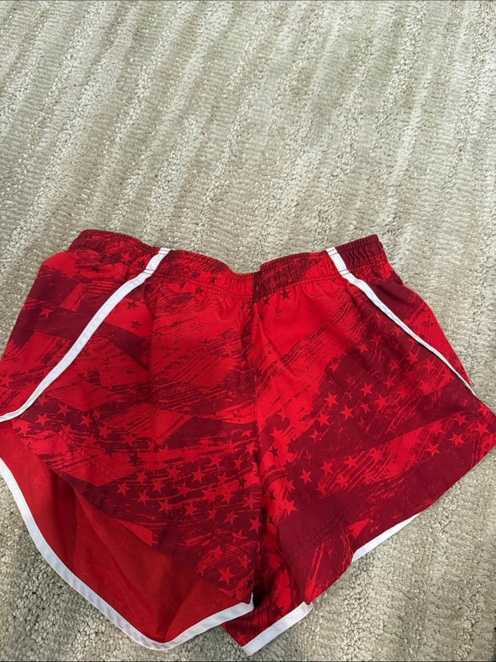 Nike Red Athletic Shorts with White Trim - Kids